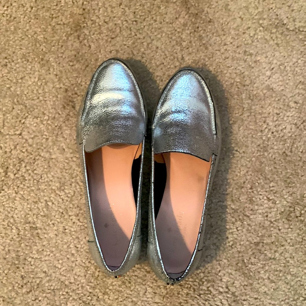 Kate spade silver loafers, 6